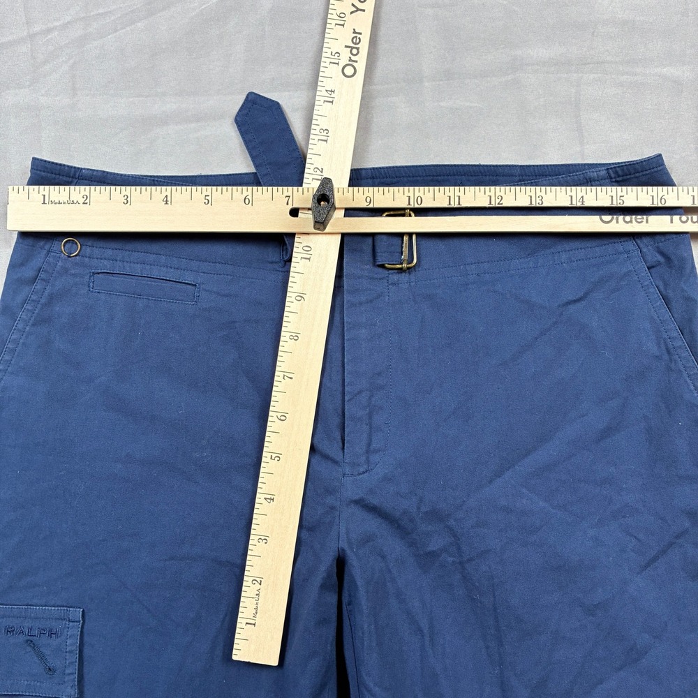Ralph Lauren Cargo Utility Pants Womens 8 Blue Buckle Cropped Wide Leg Y2K VTG - Picture 9 of 11